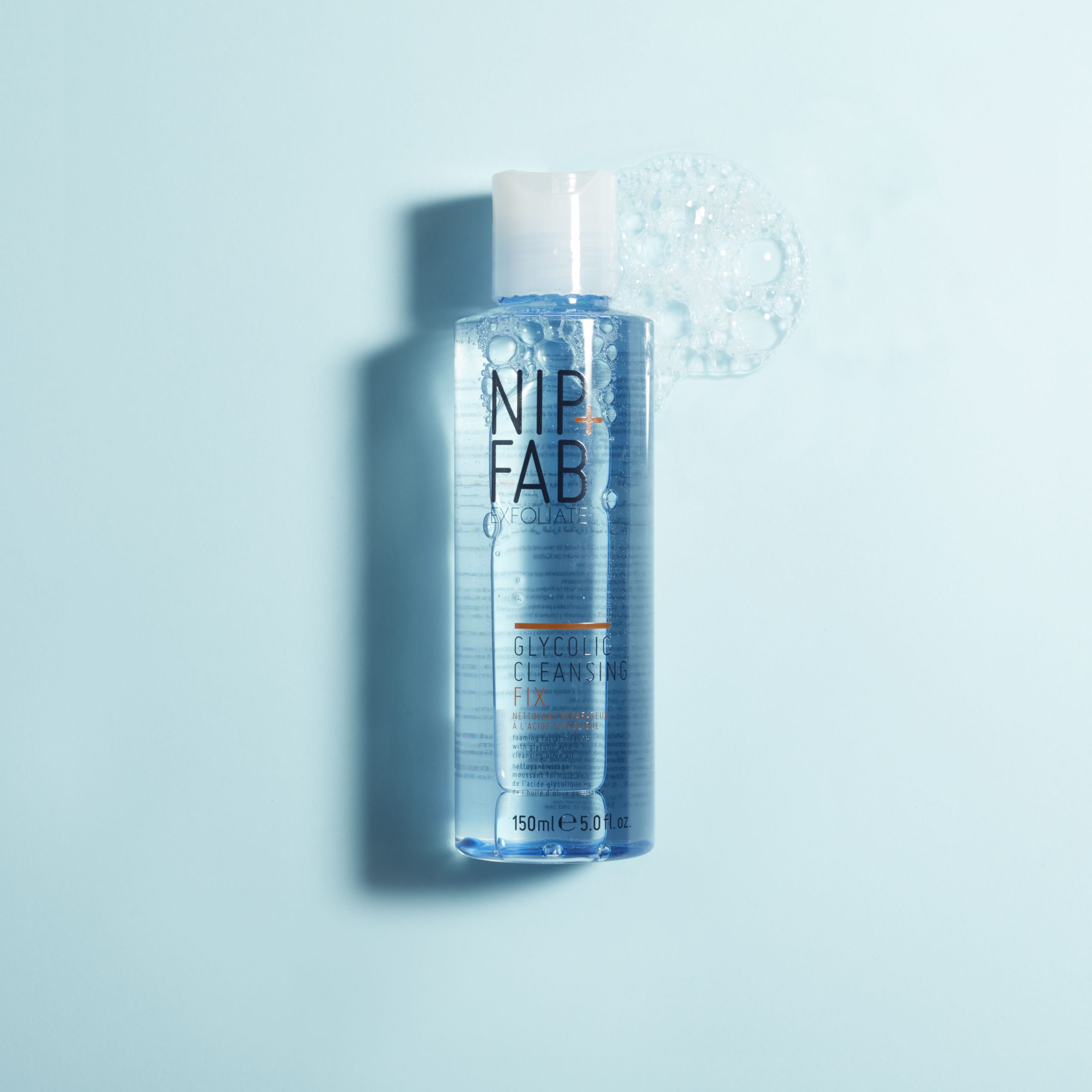 N+F Glycolic cleanser with swatch_blue